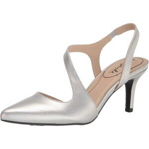 LifeStride Women Silver Faux Leather Closed Pointed Toe Santorini Dress Pump